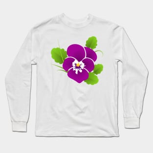 Pansy Flowers Design Long Sleeve T-Shirt